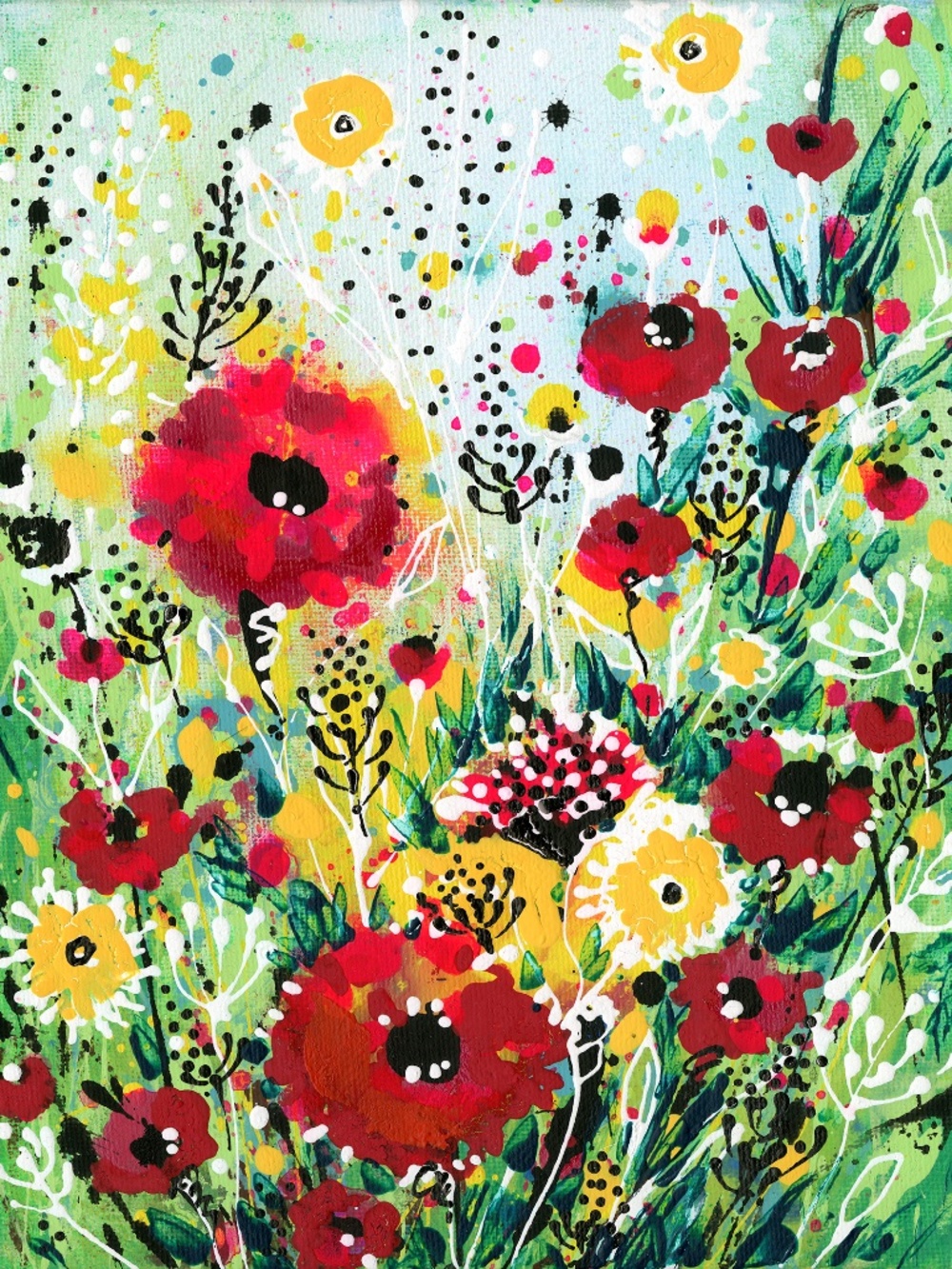 Original Floral Painting on Canvas - Dancing In The Garden 5